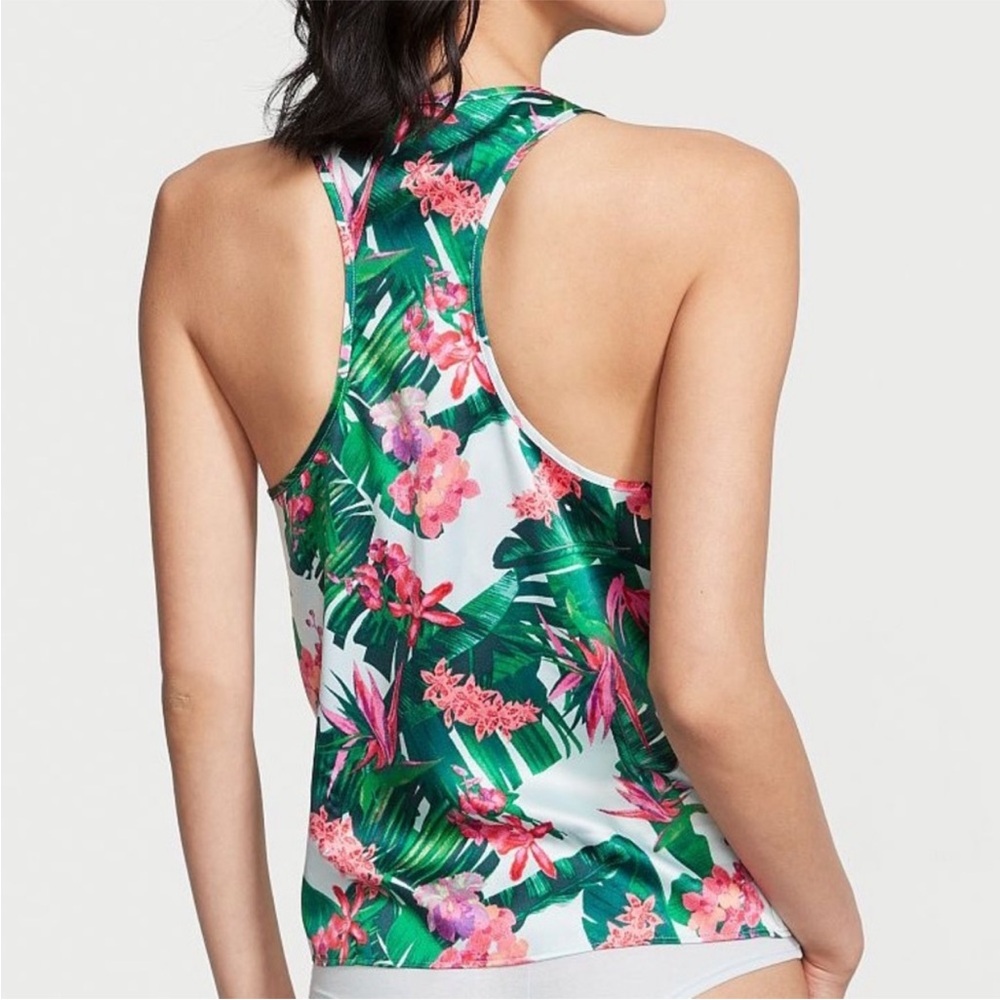 Victoria's Secret Floral Racerback Pajama Tank - Pink and Green